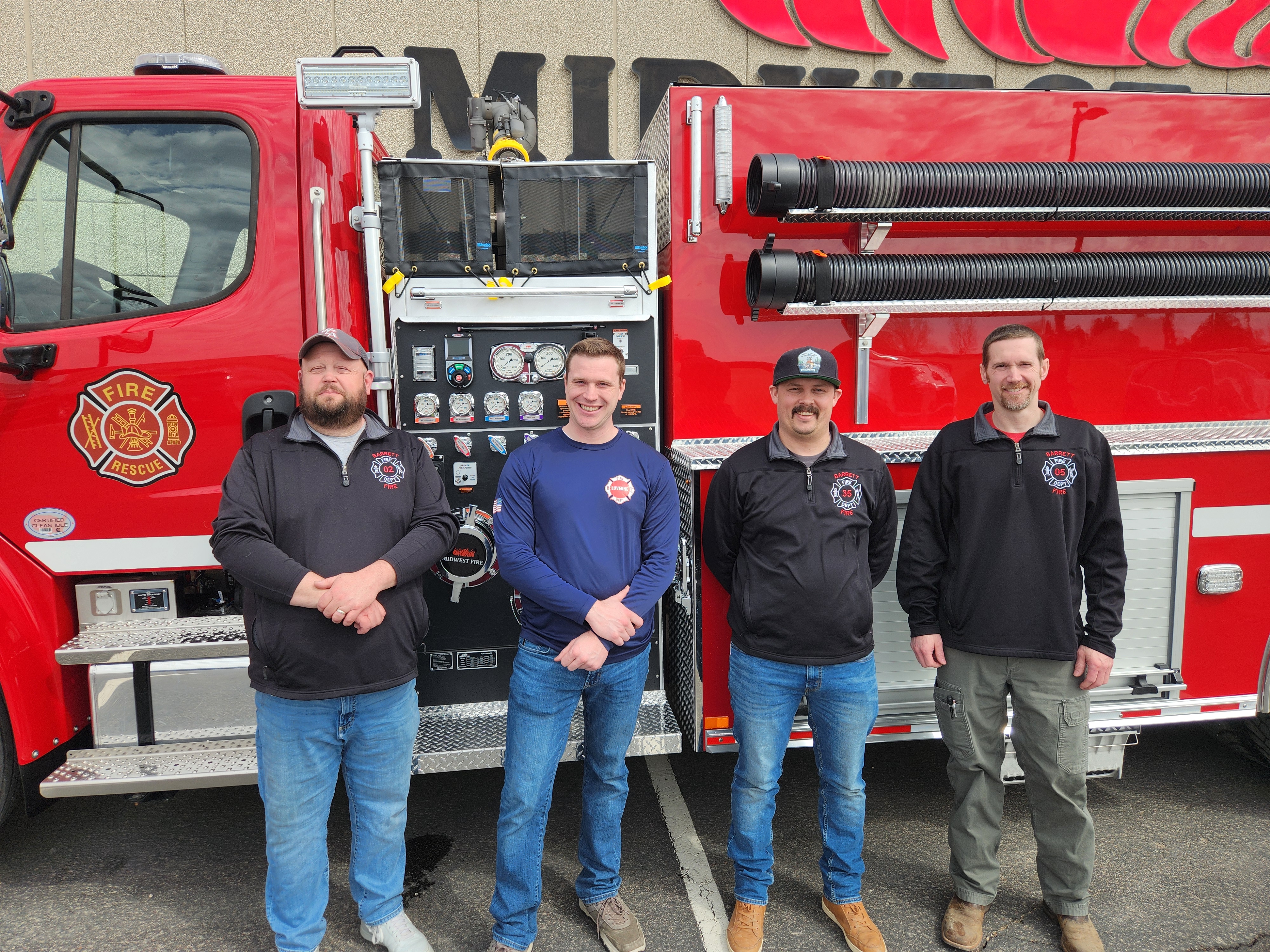 Delivery photo — Tanker Pumper for City of Barrett Fire Department, Barrett, MN